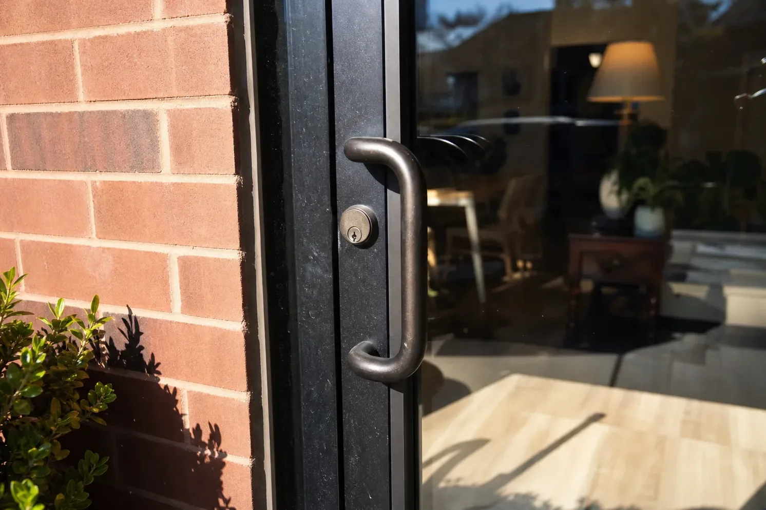 Glass entrance door of a local business