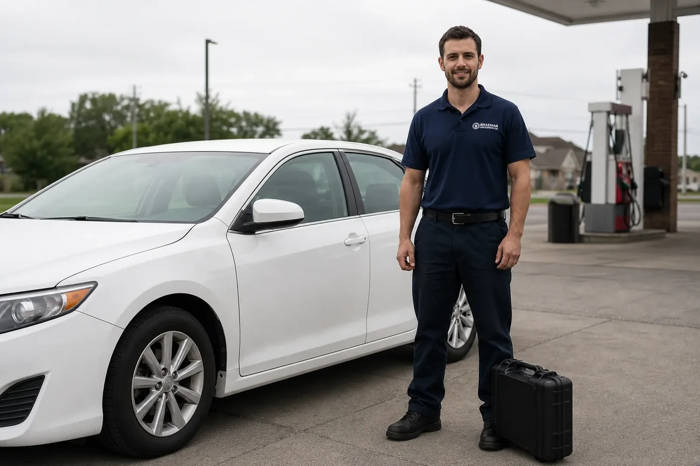 Locksmith opening a locked car door in Toms River, NJ