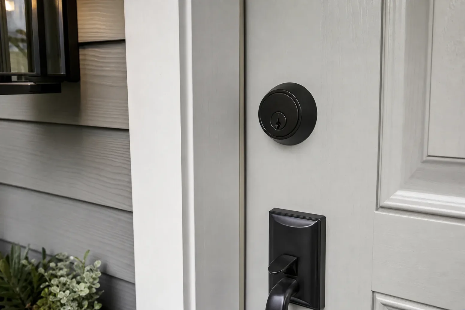 New deadbolt being installed in a front door in Toms River, NJ